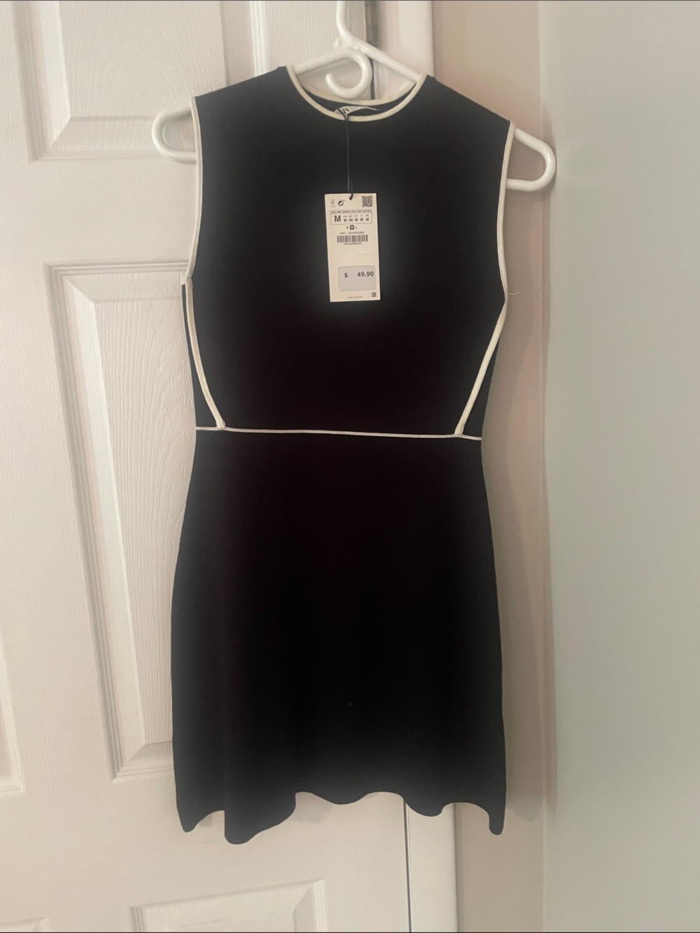 Zara Black Mini Dress with White Trim